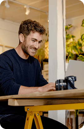 Man working happily